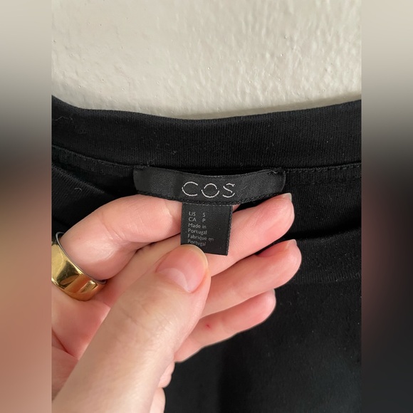 COS Black Thick Jersey Dress 100 % cotton Black Short Sleeve Dress NEW no tag - Picture 2 of 5